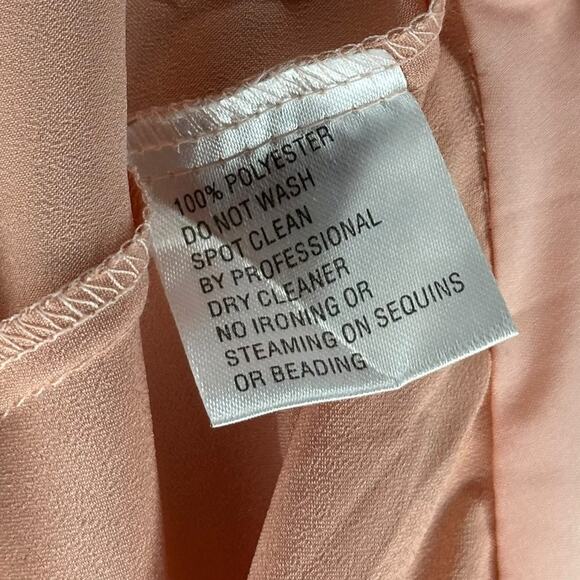 MAC DUGGAL Salmon A-Line Satin Long Sleeve Mini Dress Pink Wrap Small - Picture 9 of 10